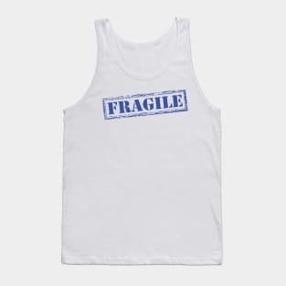 Fragile  Signage in Blue Tank Top